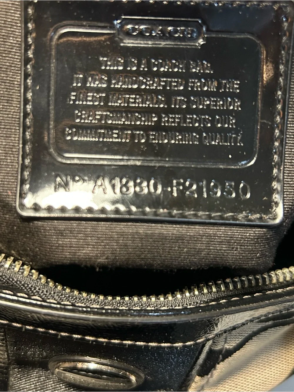 Coach Classic Black Signature Small Tote Shoulder Bag Double handles 21950